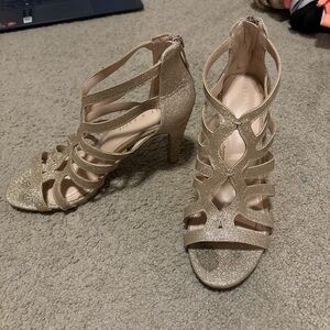 Sparkly gold heels size 8 Kelly and Katie